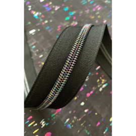 Black Zipper Tape with Iridescent teeth