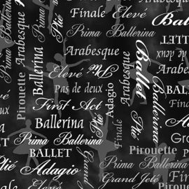 Ballet Words Black/Gray