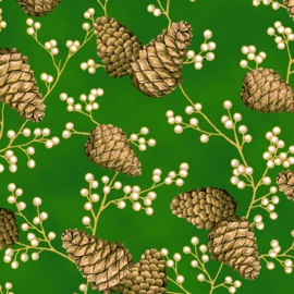 Tossed Pinecones, Berry Sprigs - Grass