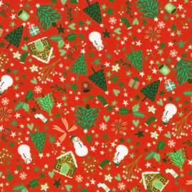 Snowman, Trees, Gingerbread Houses - Garnet