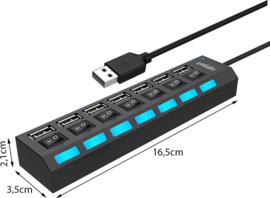 USB splitter - USB Hub 2.0 - 7 USB poorten