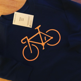Cycling sweater Dark Blue Orange bike