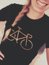 Organic bike t-shirt black gold