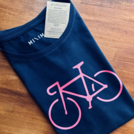 Bike t-shirt organic navy blue pink