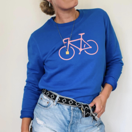 Organic cycling sweater cobalt pink