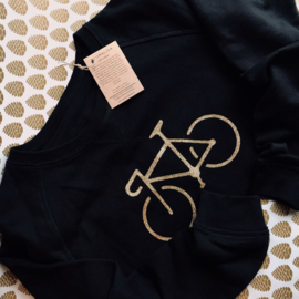 Cycling sweater zwart gouden fiets