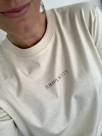 Simplicity - Boyfriend T-Shirt -Wit - Cream White - Zwart