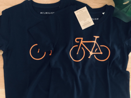 Bike t-shirt organic navy blue orange