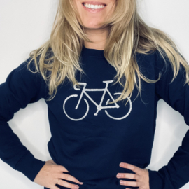 Organic cycling sweater donkerblauw - zilver
