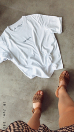 Simplicity - Boyfriend T-Shirt -Wit - Cream White - Zwart