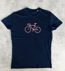 Bike t-shirt organic navy blue pink