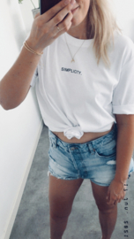 Simplicity - Boyfriend T-Shirt -Wit - Cream White - Zwart