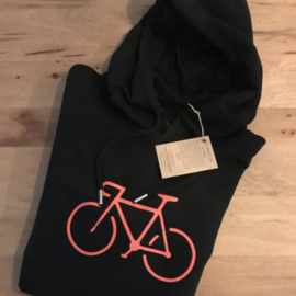 Unisex cycling hoodie zwart roze fiets