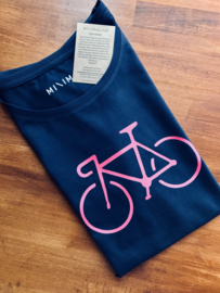 Fiets t-shirt - Dark navy pink bike