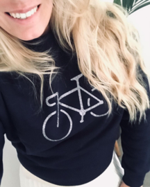 Organic cycling sweater donkerblauw - zilver