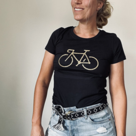 Organic bike t-shirt black gold