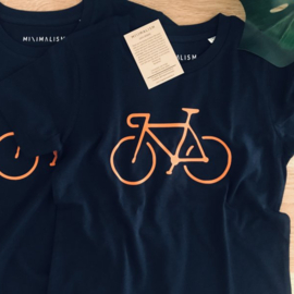 Bike t-shirt organic navy blue orange