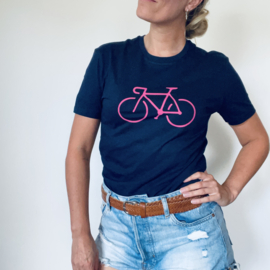 Organic bike t-shirt navy blue