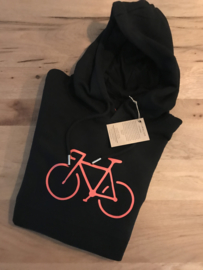 Unisex cycling hoodie zwart roze fiets