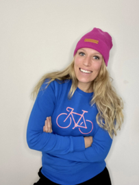 Organic cycling sweater cobalt pink