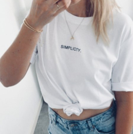 Simplicity - Boyfriend T-Shirt -Wit - Cream White - Zwart