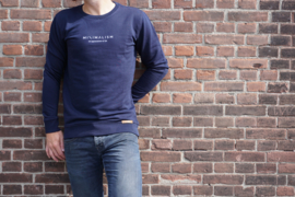 Organic cotton sweater navy blue minimalism