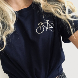 Organic bike t-shirt silver blue