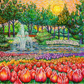 SCHILDERIJ KEUKENHOF FONTEIN