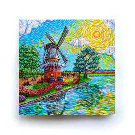 SCHILDERIJ KEUKENHOF MOLEN AAN HET WATER