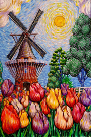 SCHILDERIJ KEUKENHOF MOLEN