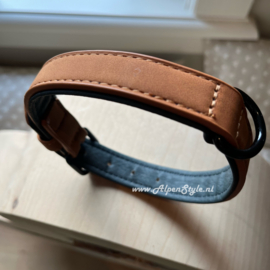 Halsband hond gepersonaliseerd Maat M Cognac