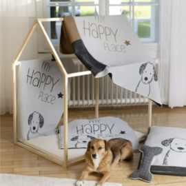Deken hond "My happy place" 100 x 140 cm