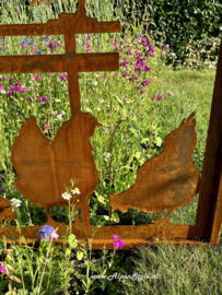 Kippenhok tuinscherm (kip op trap), 2.00 x 1.00 meter, Roest Metaal Tuindecoratie