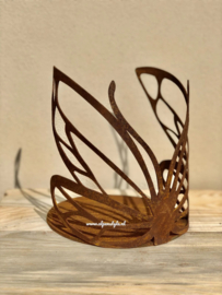 Vlinder Kaarsenhouder, 17 x 15 cm. Roest Metaal Decoratie