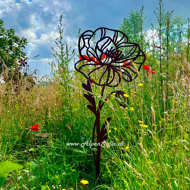 Grote klaproos (zware uitvoering), 122 x 54 cm, Roest Metaal Tuindecoratie