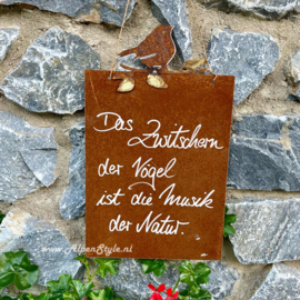 Wandbord "Das Zwitschern der Vögel ist die Musik der Natur" 41 x 25 cm
