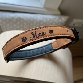 Halsband hond gepersonaliseerd Maat L Cognac