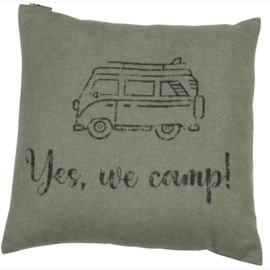 Kussen Hoes "Yes we Camp" groen 50 x 50 cm
