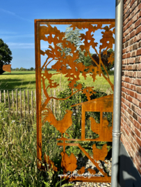 Kippenhok tuinscherm (kip op trap), 2.00 x 1.00 meter, Roest Metaal Tuindecoratie