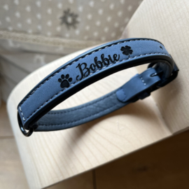 Halsband hond gepersonaliseerd Maat M Blauw