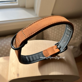 Halsband hond gepersonaliseerd Maat L Cognac
