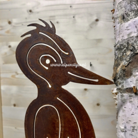 Specht "W.Woodpecker" met schroef, 31 x 12 cm. Roest Metaal Decoratie