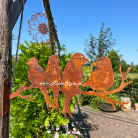 Zwaluwen familie ©AlpenStyle, 28 x 16 cm, roest metaal tuindecoratie