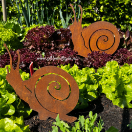 Wijnbergslak met steker, 35 x 35 cm, roest metaal tuin decoratie