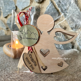 Engeltje voor jou ❤ incl. standaard van hout 14 x 12 cm