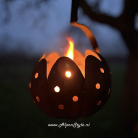 Vuurbloem (fakkelhouder) "Tulp" hangketting. 90 x 20 cm, Roest design