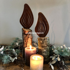 Vlam met schroef, 16 x 9,5 cm, Roest Metaal Decoratie