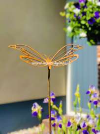 Vlinder tuinsteker, 120  x 30 cm. Roest Metaal Decoratie