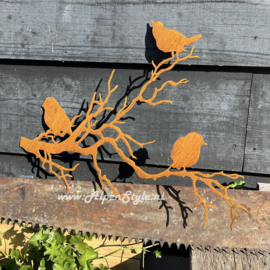 Vogels op takken, wanddecoratie 45 x 58 cm ©AlpenStyle, Cortenstaal