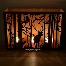 Windlicht "Wild" rechthoekig, 50 x 35 x 15 cm. Roest metaal decoratie